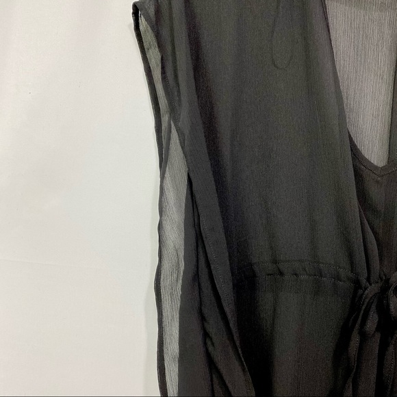 Merona- Black Sheer V neck drawstring Coverup S - Picture 3 of 8